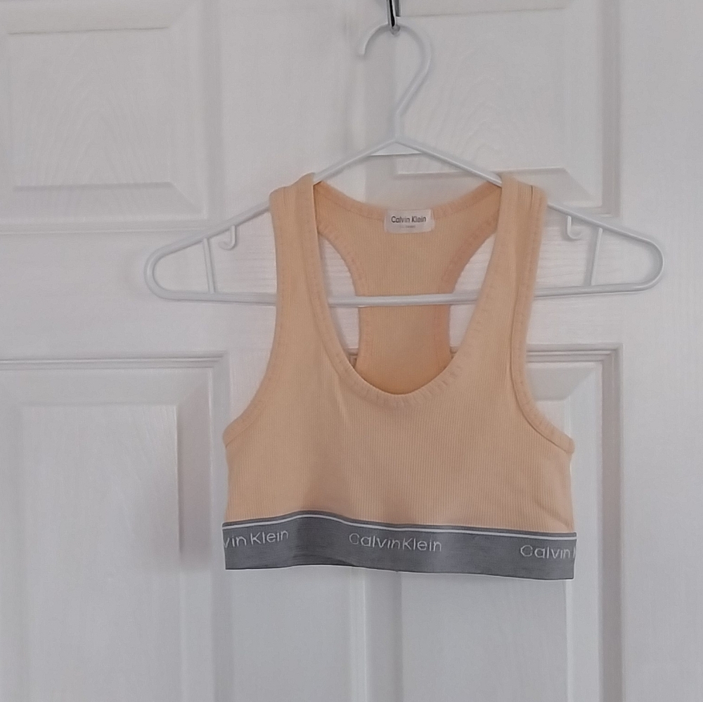 Calvin Klein Women's Beige and Gray Sports Bra